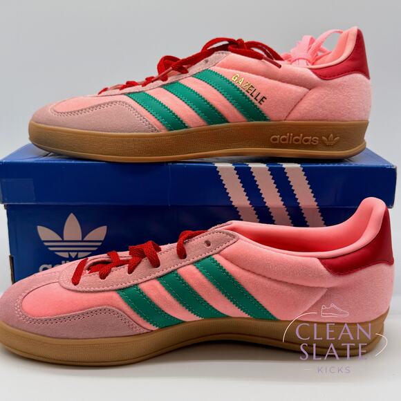 adidas Shoes - Adidas Gazelle Indoor Court Green Glow Pink W7 NIB
